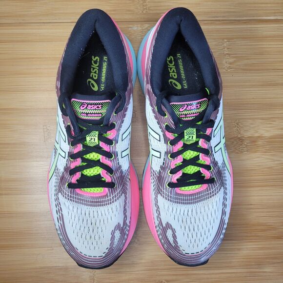 Asics Gel-Nimbus Women’s 21 White Pink Rise Bryte Running Shoes Sneakers SZ 10 - Picture 7 of 8